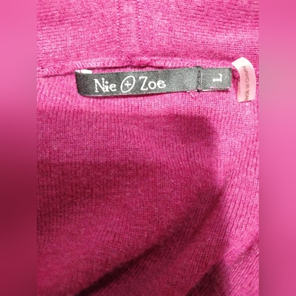 Nic & Zoe Burgundy Overlay Wrap Light Sweater Sz L - Picture 6 of 6